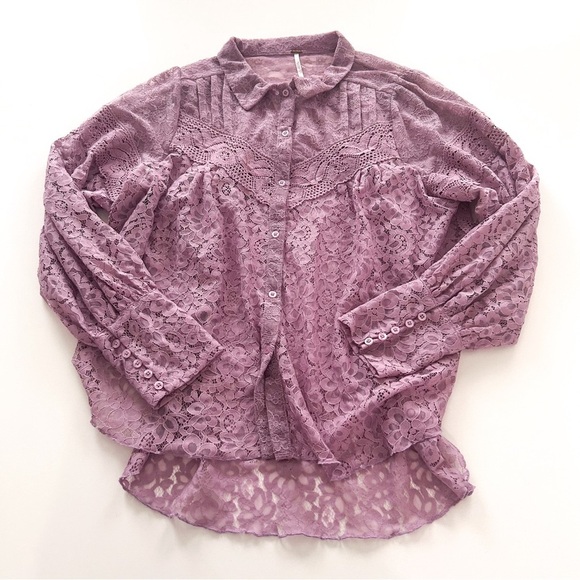Free People Out West Top Lilac Lace Top Size Small NWT - Picture 9 of 14
